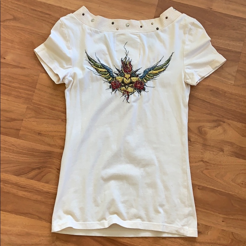 NWT J Signature Studded Shirt with Embroidered Back